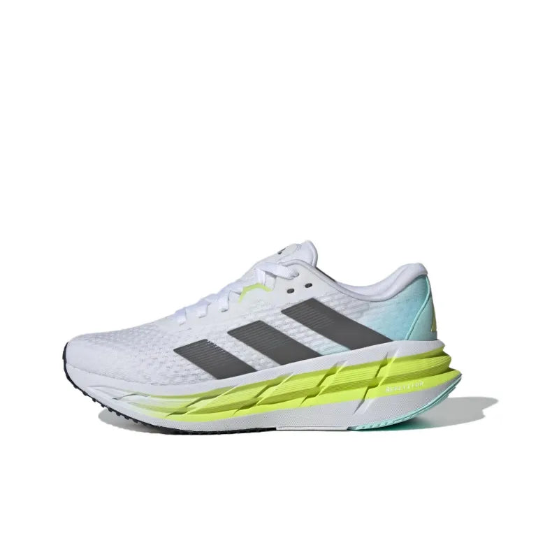 Adi_das ADISTAR 3 non-slip, wear-resistant, breathable low-top casual running shoes for women in white, green, and gray