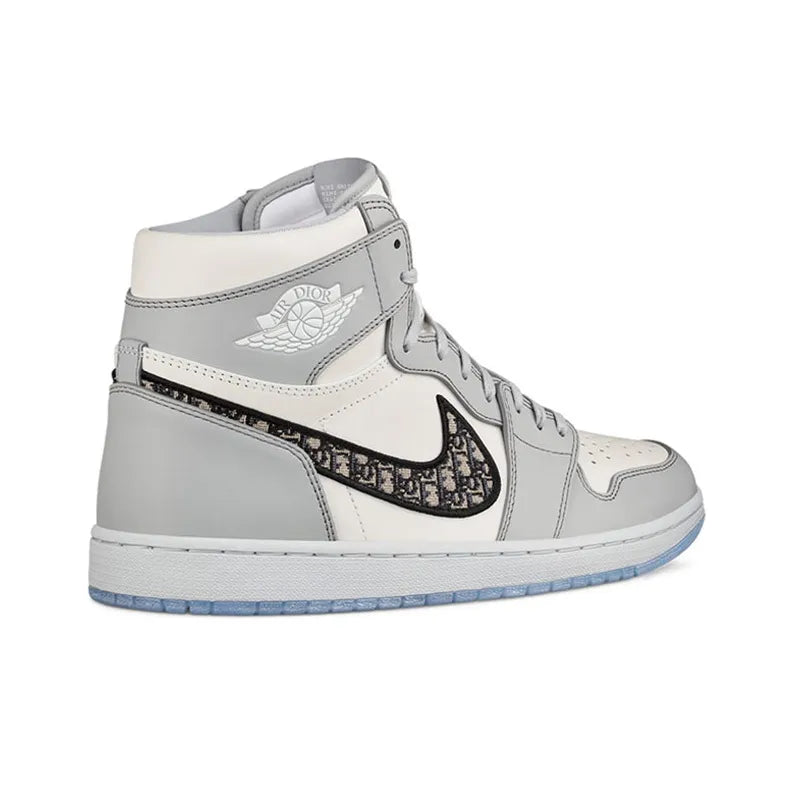 Dior x Jor_dan Air Jor_dan 1 High Og 'White Wolf Grey' High-Top Vintage Basketball Sneakers Unisex White Grey