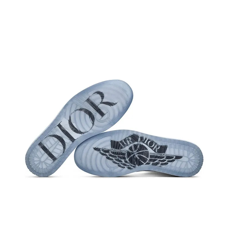 Dior x Jor_dan Air Jor_dan 1 High Og 'White Wolf Grey' High-Top Vintage Basketball Sneakers Unisex White Grey