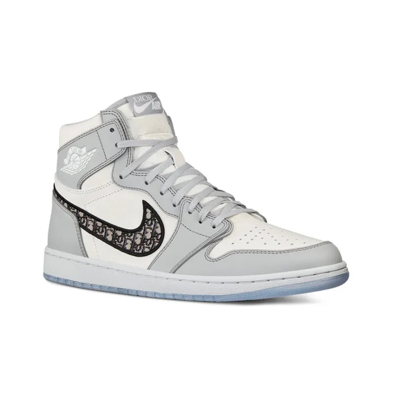 Dior x Jor_dan Air Jor_dan 1 High Og 'White Wolf Grey' High-Top Vintage Basketball Sneakers Unisex White Grey